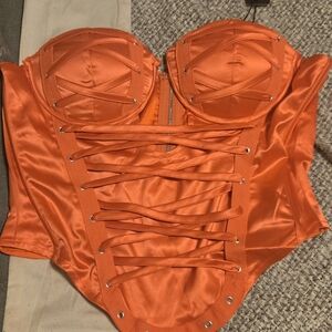 Fashion Nova Red Satin Corset Top